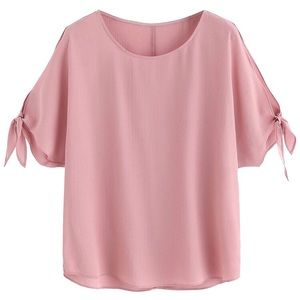 Blouse with tie split sleeves